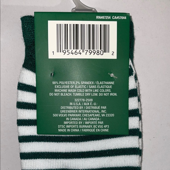 Men’s St. Patrick’s Day Green and White Striped Crew Socks With Clover - Picture 4 of 4